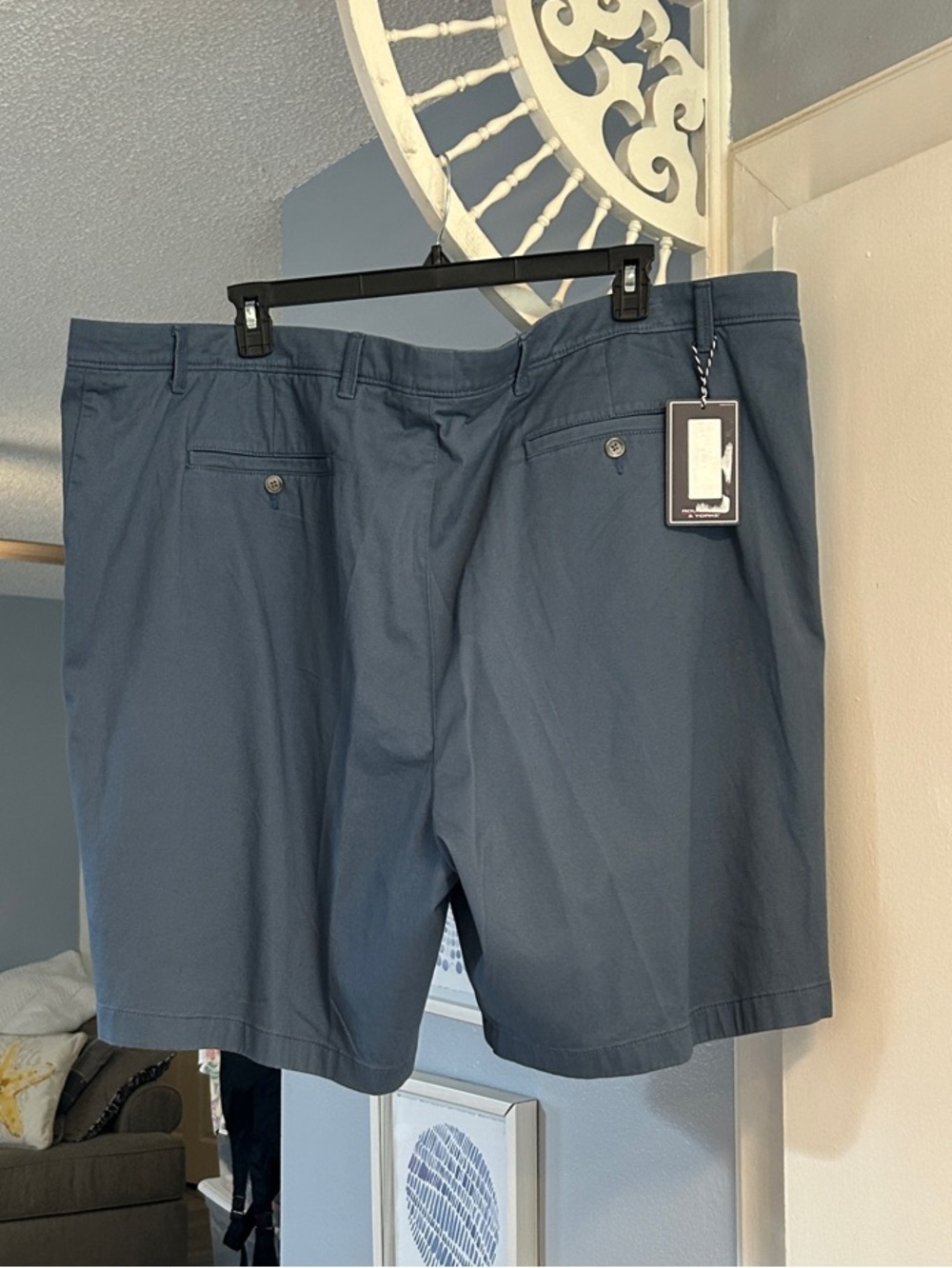 NWT Roundtree & Yorke 9” Seam Men’s Size 54 Vintage Indigo Pleated Front Shorts - Picture 3 of 6